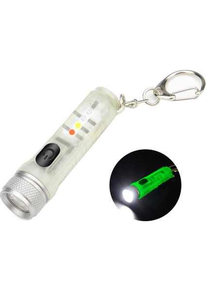 Beyaz Çok Modlu Mini LED El Feneri Type-C Hızlı Şarj IP66 Su Geçirmez Floresan Kemer Klipsi Uyarı Kamp Manyetik El Feneri (Yurt Dışından)