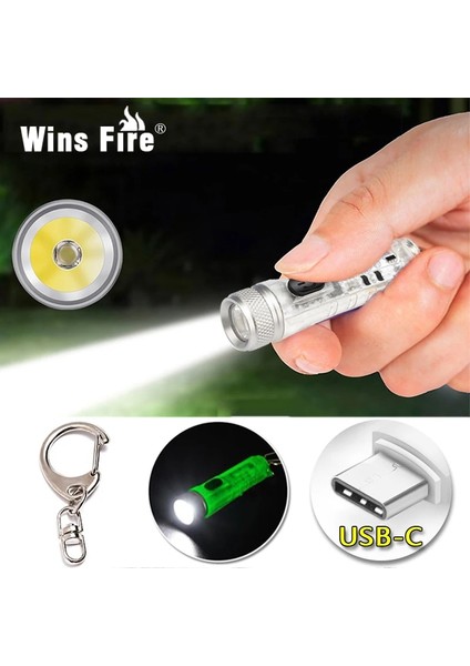 Beyaz Çok Modlu Mini LED El Feneri Type-C Hızlı Şarj IP66 Su Geçirmez Floresan Kemer Klipsi Uyarı Kamp Manyetik El Feneri (Yurt Dışından)