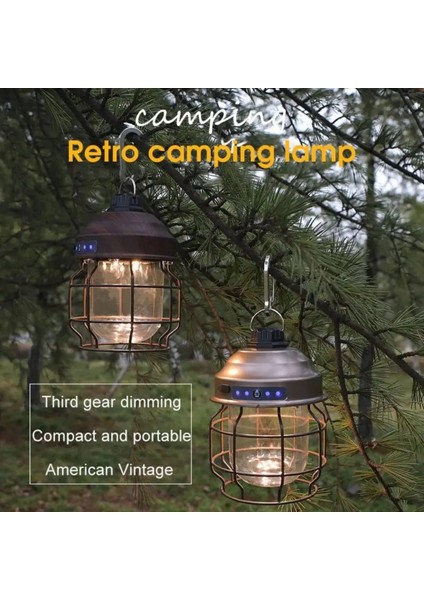 A Ah Vintage Metal Asılı Kamp Fener Sıcak Işık LED Kamp Lambası Açık Bahçe Dekor Için Şarj Edilebilir Taşınabilir Çadır Işığı (Yurt Dışından)