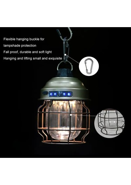 A Ah Vintage Metal Asılı Kamp Fener Sıcak Işık LED Kamp Lambası Açık Bahçe Dekor Için Şarj Edilebilir Taşınabilir Çadır Işığı (Yurt Dışından)