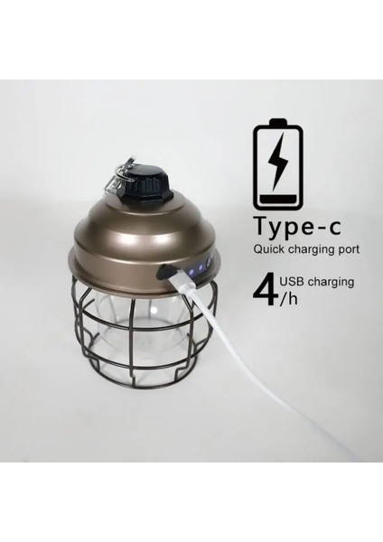 A Ah Vintage Metal Asılı Kamp Fener Sıcak Işık LED Kamp Lambası Açık Bahçe Dekor Için Şarj Edilebilir Taşınabilir Çadır Işığı (Yurt Dışından)