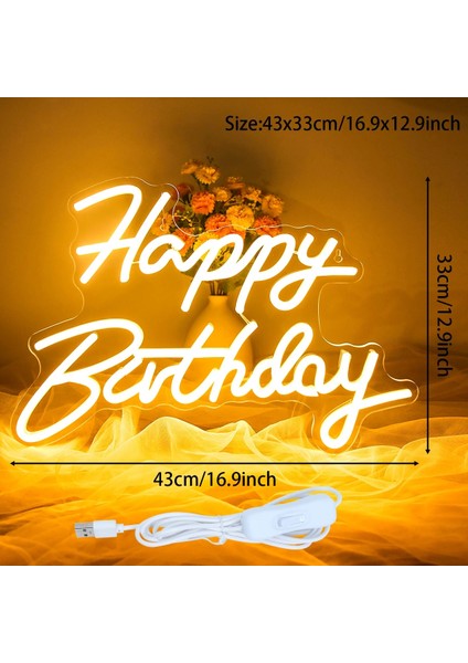 Ilık Parti Dekor Için LED Mutlu Doğum Günü Neon Burcu 43*33 cm LED Neon Işık USB Powered Akrilik Beyaz Özel Burcu Işıkları Ev Dekorasyon (Yurt Dışından)