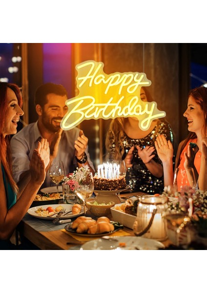 Ilık Parti Dekor Için LED Mutlu Doğum Günü Neon Burcu 43*33 cm LED Neon Işık USB Powered Akrilik Beyaz Özel Burcu Işıkları Ev Dekorasyon (Yurt Dışından) modelleri
