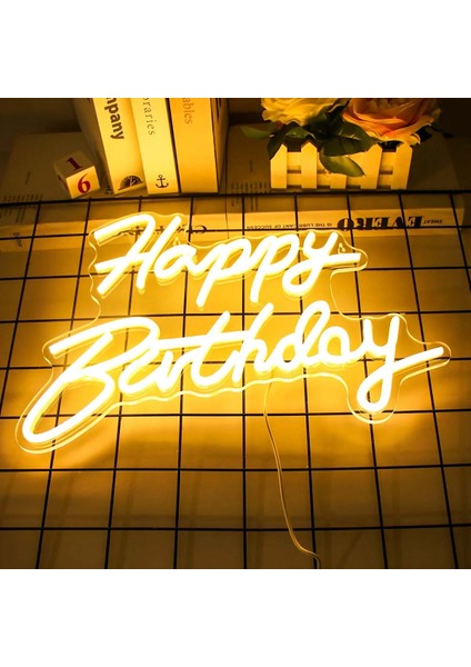 Ilık Parti Dekor Için LED Mutlu Doğum Günü Neon Burcu 43*33 cm LED Neon Işık USB Powered Akrilik Beyaz Özel Burcu Işıkları Ev Dekorasyon (Yurt Dışından) indirimleri