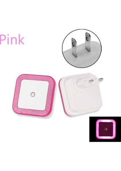 Pembe Mini LED Gece Lambası Euus Tak Alacakaranlık Şafak Sensörü Duvar Gece Lambası Kare Yatak Odası Koridor Merdiven Corridv 220 V (Yurt Dışından)