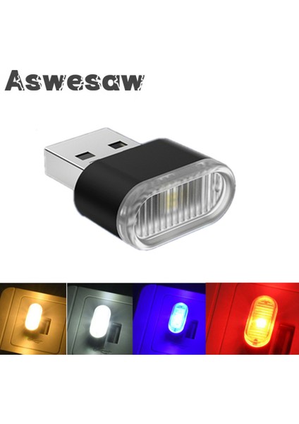 Rgb Aswesaw USB Işık LED USB Gece Lambası Modelleme Araba Ortam Işığı Neon Iç Işık Araba Takı (5 Çeşit Açık Renk) (Yurt Dışından)
