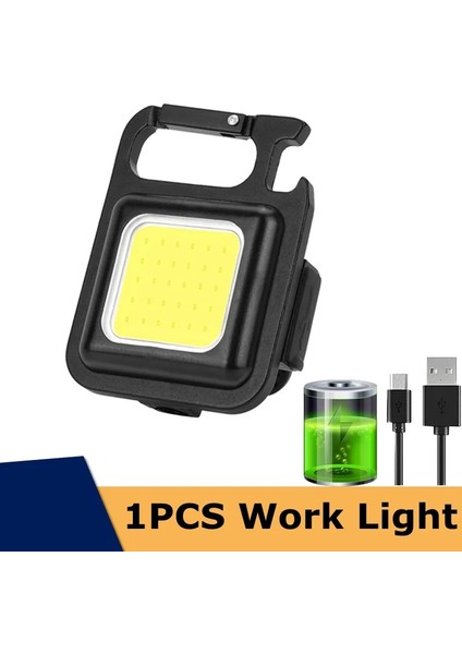 Siyah Çok Fonksiyonlu Mini Parlama Cob Anahtarlık Işık USB Şarj Acil Durum Lambaları Güçlü Manyetik Onarım Çalışması Açık Kamp Işık (Yurt Dışından)