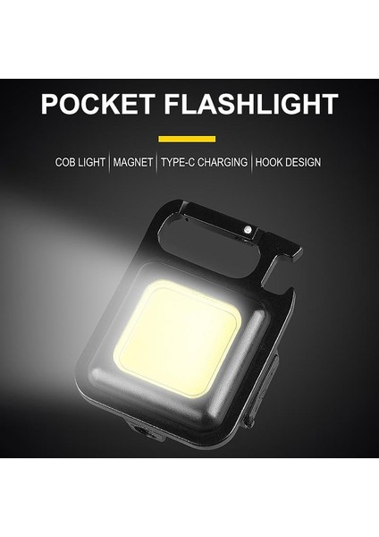 Siyah Çok Fonksiyonlu Mini Parlama Cob Anahtarlık Işık USB Şarj Acil Durum Lambaları Güçlü Manyetik Onarım Çalışması Açık Kamp Işık (Yurt Dışından) modelleri