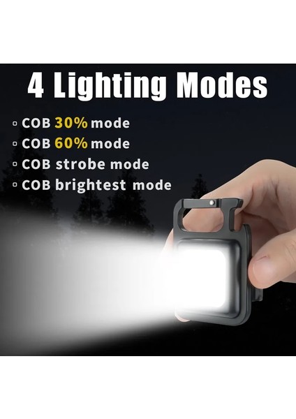 Siyah Çok Fonksiyonlu Mini Parlama Cob Anahtarlık Işık USB Şarj Acil Durum Lambaları Güçlü Manyetik Onarım Çalışması Açık Kamp Işık (Yurt Dışından) fırsatları