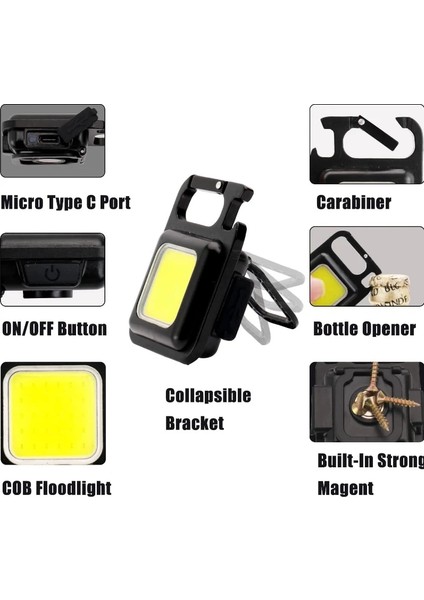 Siyah Çok Fonksiyonlu Mini Parlama Cob Anahtarlık Işık USB Şarj Acil Durum Lambaları Güçlü Manyetik Onarım Çalışması Açık Kamp Işık (Yurt Dışından) indirimleri