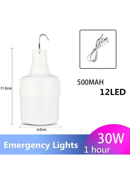 30W Açık Ampul USB Şarj Edilebilir LED Acil Durum Işıkları Taşınabilir Çadır Lambası Pil Fener Barbekü Kamp Işık Veranda Sundurma Bahçe Için (Yurt Dışından)