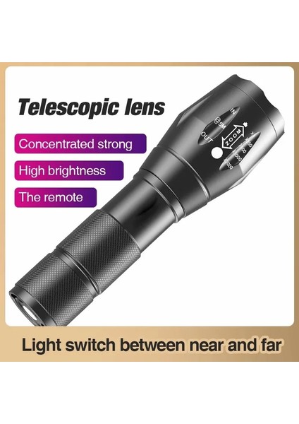 E5 Güçlü LED Taktik El Feneri Şarjlı Torch Taşınabilir Edc LED Kamp Lambası Taktik El Feneri Meşaleler Işık Lanternas (Yurt Dışından)