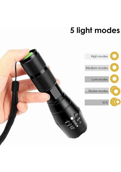E5 Güçlü LED Taktik El Feneri Şarjlı Torch Taşınabilir Edc LED Kamp Lambası Taktik El Feneri Meşaleler Işık Lanternas (Yurt Dışından)