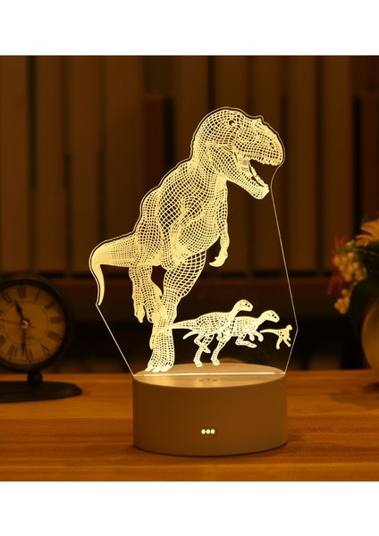 Dinozor Romantik Aşk 3D Lamba Kalp Şeklinde Balon Akrilik LED Gece Lambası Dekoratif Masa Lambası Sevgililer Günü Sevgiliye Eşinin Hediyesi (Yurt Dışından)