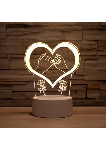 Dinozor Romantik Aşk 3D Lamba Kalp Şeklinde Balon Akrilik LED Gece Lambası Dekoratif Masa Lambası Sevgililer Günü Sevgiliye Eşinin Hediyesi (Yurt Dışından)