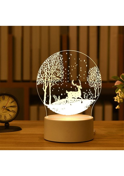 Tavşan Tarzı Xuedilu Akrilik 3D Lamba LED Gece Lambası Yeni Yatak Odası Dekorasyon Romantik Kalp Tavşan Masa Lambası Sevgililer Günü Paskalya Dekoru (Yurt Dışından)