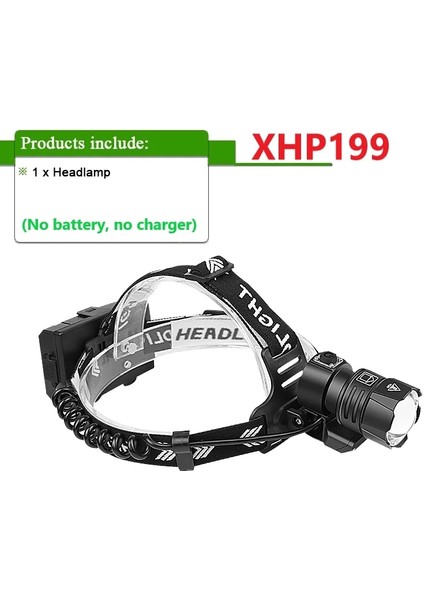 A-XHP199 Lümen Xhowerful LED Far XHP160 USB Şarj Edilebilir Far Başkanı El Feneri Balıkçılık Kamp Kafa Lambası (Yurt Dışından)