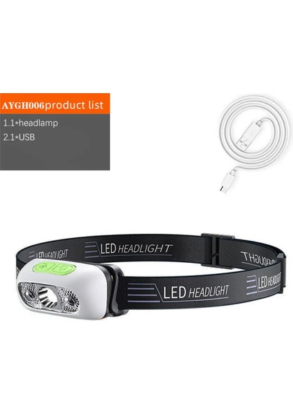 Beyaz 500 Lümen USB Şarj Edilebilir Far Hareket Sensörü Parlak Xpe LED Koşu Balıkçılık Flaş Kafa Lambası Far Kızılötesi Sensörlü Işık (Yurt Dışından)