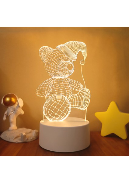 Ak Romantik Aşk 3D Lamba Kalp Şeklinde Balon Akrilik LED Gece Lambası Dekoratif Masa Lambası Sevgililer Günü Sevgiliye Eşinin Hediyesi (Yurt Dışından)