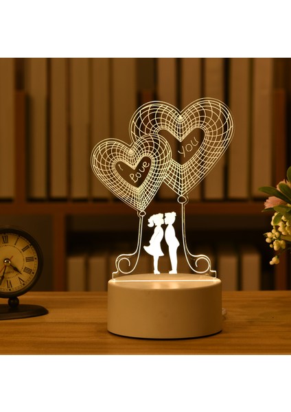 Öpücük Çocuklar Gece Lambası 3D LED Gece Lambası Yaratıcı Masa Başucu Lambası Romantik Kalp Ayı Işık Çocuklar Gril Ev Dekor Noel Hediyesi (Yurt Dışından)