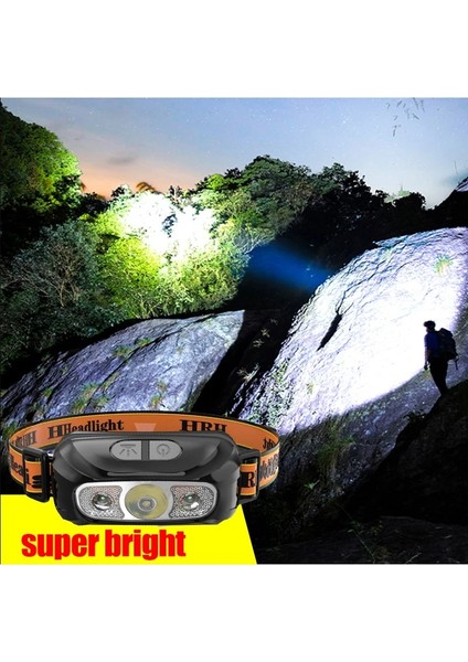 Sarı Stil Yeşil Mini Şarj Edilebilir Güçlü Sensör Far Balıkçılık Kamp USB Kafa El Feneri Cob LED Kafa Işıklı Fener Farlar Ön Fener (Yurt Dışından) modelleri