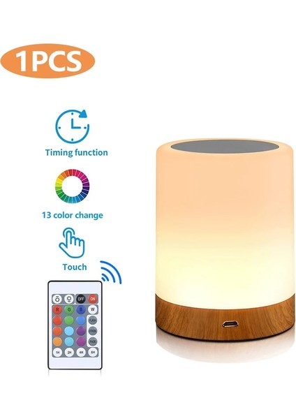 M1 Rgb Uzaktan Kumanda Dokunmatik Kısılabilir Lamolor Değişen Gece Dokunmatik Taşınabilir Çocuk Masa Başucu Işık USB Şarj Gece Lambası (Yurt Dışından)