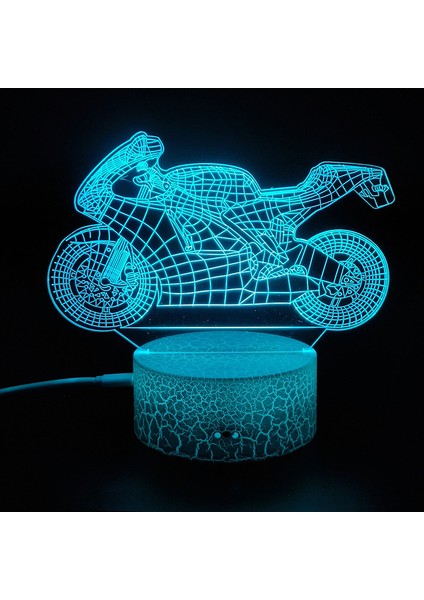 No.5 Tarzı No.2 Boyutu 3D Lamba Motosiklet Dağ Bisikleti LED Gece Lambası USB Kablosu Pil Renkli Gece Lambası Yatak Odası Dekoru Doğum Günü Hediyesi Boys Için Adam (Yurt Dışından)