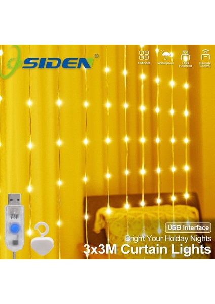 3X3M Tarzı Rgb 3 M USB Perde Işık LED Dize Lamba Peri Noel Dekorasyon Uzaktan Kumanda Düğün Çelenk Lamba Tatil Yatak Odası Için (Yurt Dışından)