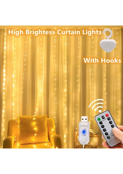 3X3M Tarzı Rgb 3 M USB Perde Işık LED Dize Lamba Peri Noel Dekorasyon Uzaktan Kumanda Düğün Çelenk Lamba Tatil Yatak Odası Için (Yurt Dışından)