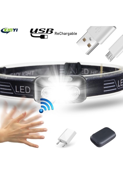 A Lm Mini LED Far Vücut Hareket Sensörü Far USB Şarjlı Şarj Edilebilir Kamp El Feneri Başkanı Işık Torch Lambası (Yurt Dışından) fiyatları
