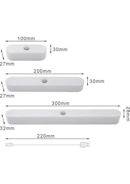 30CM Tarzı 30CM USB LED Gece Lambası Hareket Sensörü Şarj Edilebilir Gece Lambası Mutfak Merdiven Dolap Dolap Yatak Odası Warmcold Beyaz (Yurt Dışından)