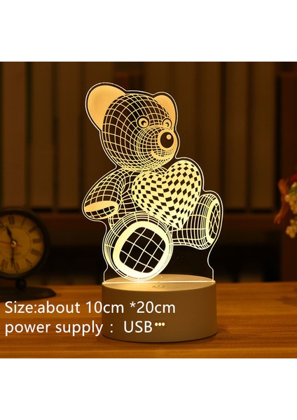 Tavşan Tarzı Yani Akrilik 3D Lamba LED Gece Lambası Yeni Yatak Odası Dekorasyon Romantik Kalp Tavşan Masa Lambası Sevgililer Günü Paskalya Dekoru (Yurt Dışından) fırsatları