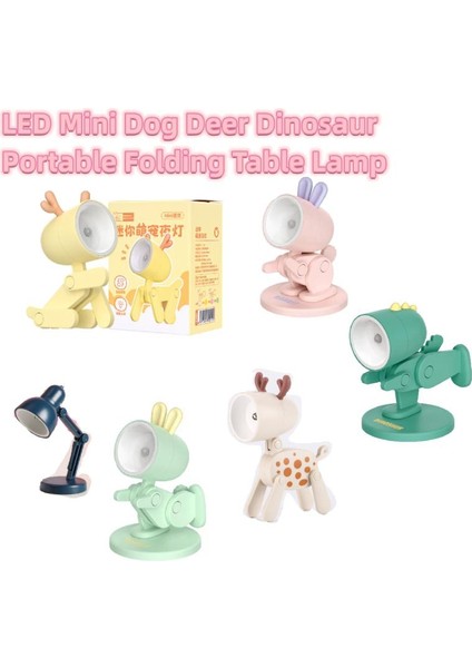 A07-MANYETIK LED Mini Gece Lambası Sevimli Köpek Geyik Katlanabilir Masa Lambaları Masaüstü Süs Kitap Işık Çocuk Odası Başucu Yatak Odası Dekor Tatil Hediyeler (Yurt Dışından)
