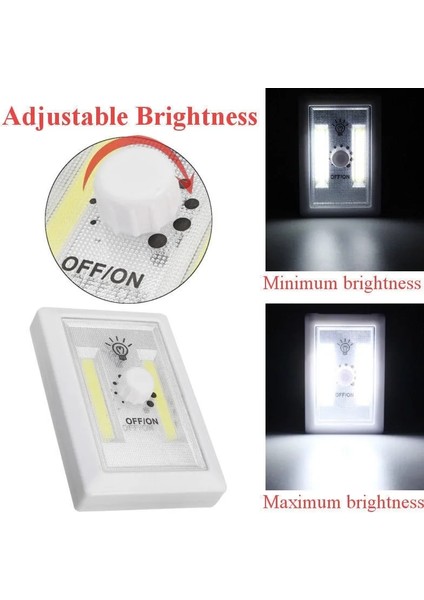 Cob Manyetik Mini LED Akülü Işık Anahtarı Duvar Gece Işıkları Pil Kumandalı Mutfak Dolabı Garaj Dolap Kamp Acil Durum Lambası (Yurt Dışından)