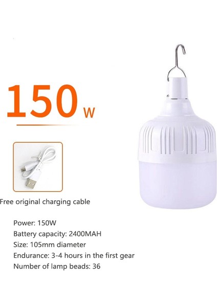 150W Taşınabilir Çadır Lambası Pil Fener Barbekü Kamp Işık Açık Ampul USB LED Acil Durum Işıkları (Yurt Dışından)
