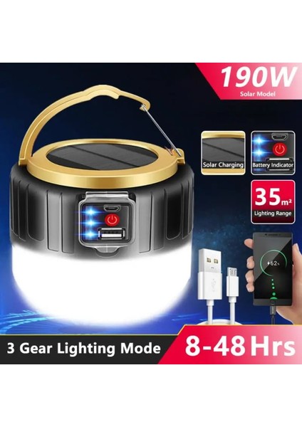 5W Süper Parlak Kamp Lambası USB Şarj Edilebilir Güneş Enerjisi LED Işık Taşınabilir Fenerler Gece Aydınlatma Acil Işık Barbekü Yürüyüş Için (Yurt Dışından)