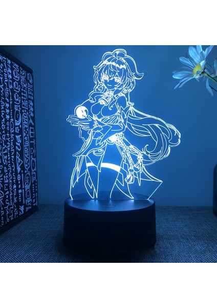 No.16 Stili No.18 Boyutu 3D Akrilik LED Gece Lambası Ge Etki Anime Figürleri Modeli Hu Tao Lamba Rgb Dokunmatik Dekoratif Masa Lambası Noel Yeni Yıl Hediyeleri (Yurt Dışından)