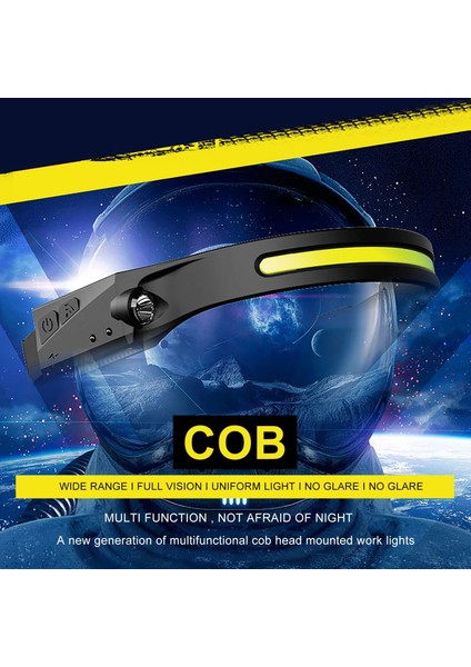 2 Adet 1-Ensor Far Cob LED Kafa Lambası El Feneri USB Şarj Edilebilir Kafa Feneri Ipx4 Dahili Pil ile Su Geçirmez Kafa Işık (Yurt Dışından) modelleri