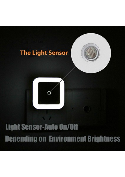 Sarı Stil Kare LED Gece Lambası Mini Sevimli Duvar Plug-In Otomatik Sensör Başucu Lambası Yatak Odası Çocuk Odası Koridor Koridor Merdiven Euus 110 V 220 V (Yurt Dışından)
