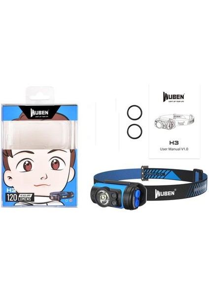 Mavi Wuben H3 LED Far 120 Lümen P8 LED 7 Çalışma Modu Hardlight 360 Ayarlanabilir Mini Far Dış Aydınlatma Için (Yurt Dışından)