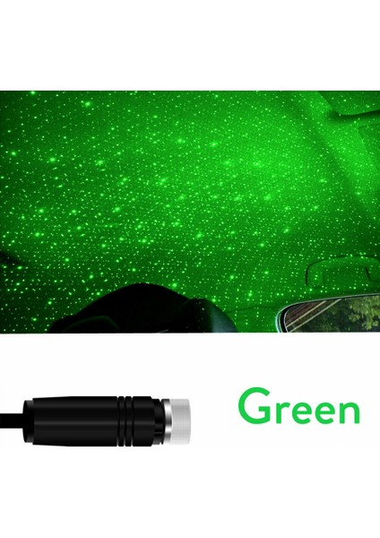 Yeşil USB Powered Mini LED Araba Çatı Yıldız Gece Işıkları Lazer Atmosfer Ortam Projektör Araç Iç Atmosfer Galaxy Lamba Dekor (Yurt Dışından)