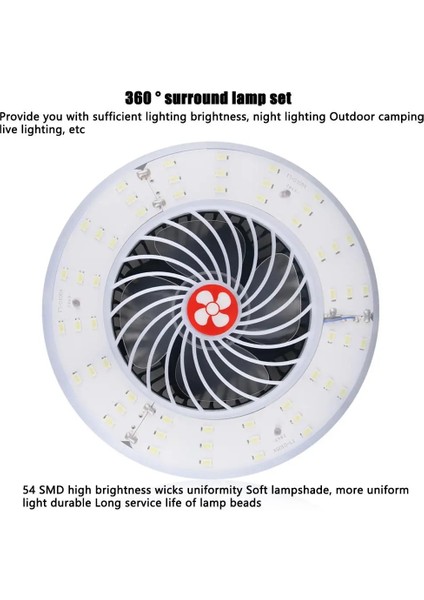 Çok Fonksiyonlu Çadır Fanı Şarj Edilebilir Kamp Lambası Taşınabilir USB Şarj Fanı Işık Lambası Dış Mekan Acil Aydınlatma Aracı (Yurt Dışından)