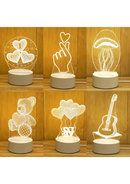 Zhuanjie Tarzı Jita Romantik Aşk 3D Akrilik LED Lamba Ev Için Çocuk Gece Lambası Masa Lambası Doğum Günü Partisi Dekor Sevgililer Günü Başucu Lambası (Yurt Dışından) modelleri