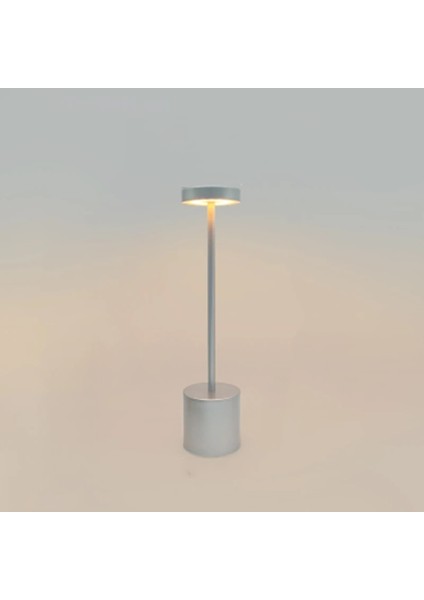 Gümüş LED Bar Masası Lambaları Modern Restoran Yemeği Standı Aydınlatma Armatürleri Şarj Edilebilir Taşınabilir Pil Masa Lambası Yemek Odası Ev Dekor (Yurt Dışından)