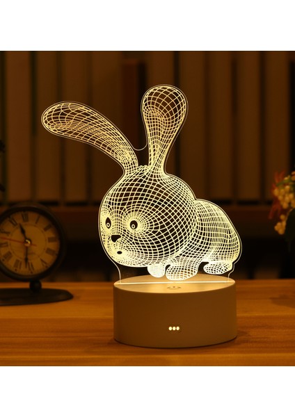 Tavşan Tarzı Tavşan Romantik Aşk 3D Akrilik LED Lamba Ev Için Çocuk Gece Lambası Masa Lambası Doğum Günü Partisi Dekor Sevgililer Günü Başucu Lambası (Yurt Dışından)