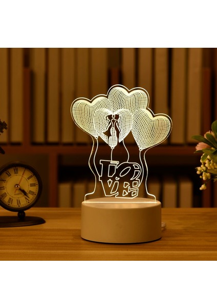 Tavşan Tarzı Tavşan Romantik Aşk 3D Akrilik LED Lamba Ev Için Çocuk Gece Lambası Masa Lambası Doğum Günü Partisi Dekor Sevgililer Günü Başucu Lambası (Yurt Dışından)