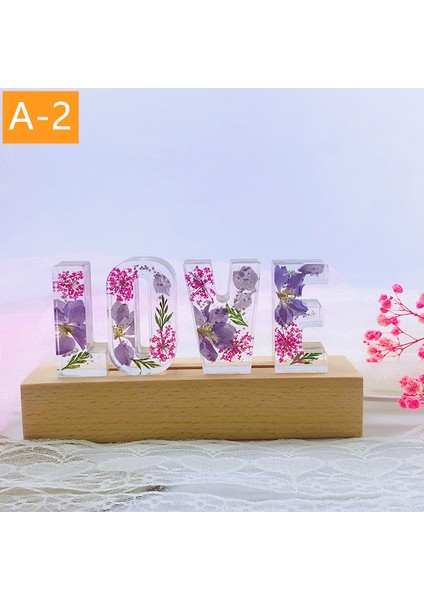 B-3 Stili A-2 Özelleştirilmiş A'dan Z'ye Mektuplar Kurutulmuş Çiçek Ahşap Gece Lambası Yaratıcı Romantik Masa Lambası Çift Için Hediye Sevgililer Günü Çocuk Doğum Günü (Yurt Dışından)