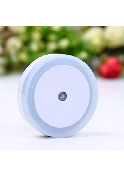 Yuvarlak-Beyaz Mini LED Gece Lambası Euus Fiş Alacakaranlık Şafak Sensörü Duvar Gece Lambası Kare Yatak Odası Koridor Merdiven Koridor (Yurt Dışından)