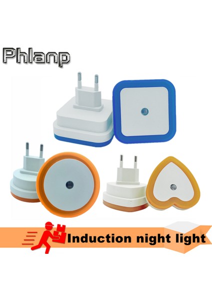 Yuvarlak-Beyaz Mini LED Gece Lambası Euus Fiş Alacakaranlık Şafak Sensörü Duvar Gece Lambası Kare Yatak Odası Koridor Merdiven Koridor (Yurt Dışından)