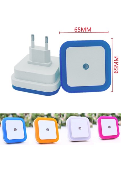 Yuvarlak-Beyaz Mini LED Gece Lambası Euus Fiş Alacakaranlık Şafak Sensörü Duvar Gece Lambası Kare Yatak Odası Koridor Merdiven Koridor (Yurt Dışından)